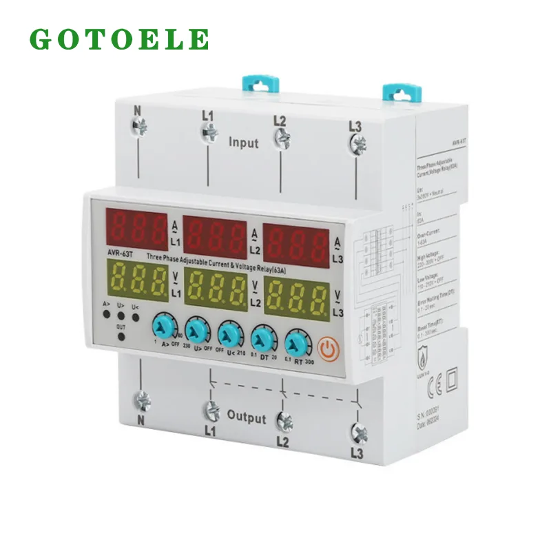 AVR-63T Трехфазное регулируемое реле защиты по току и напряжению